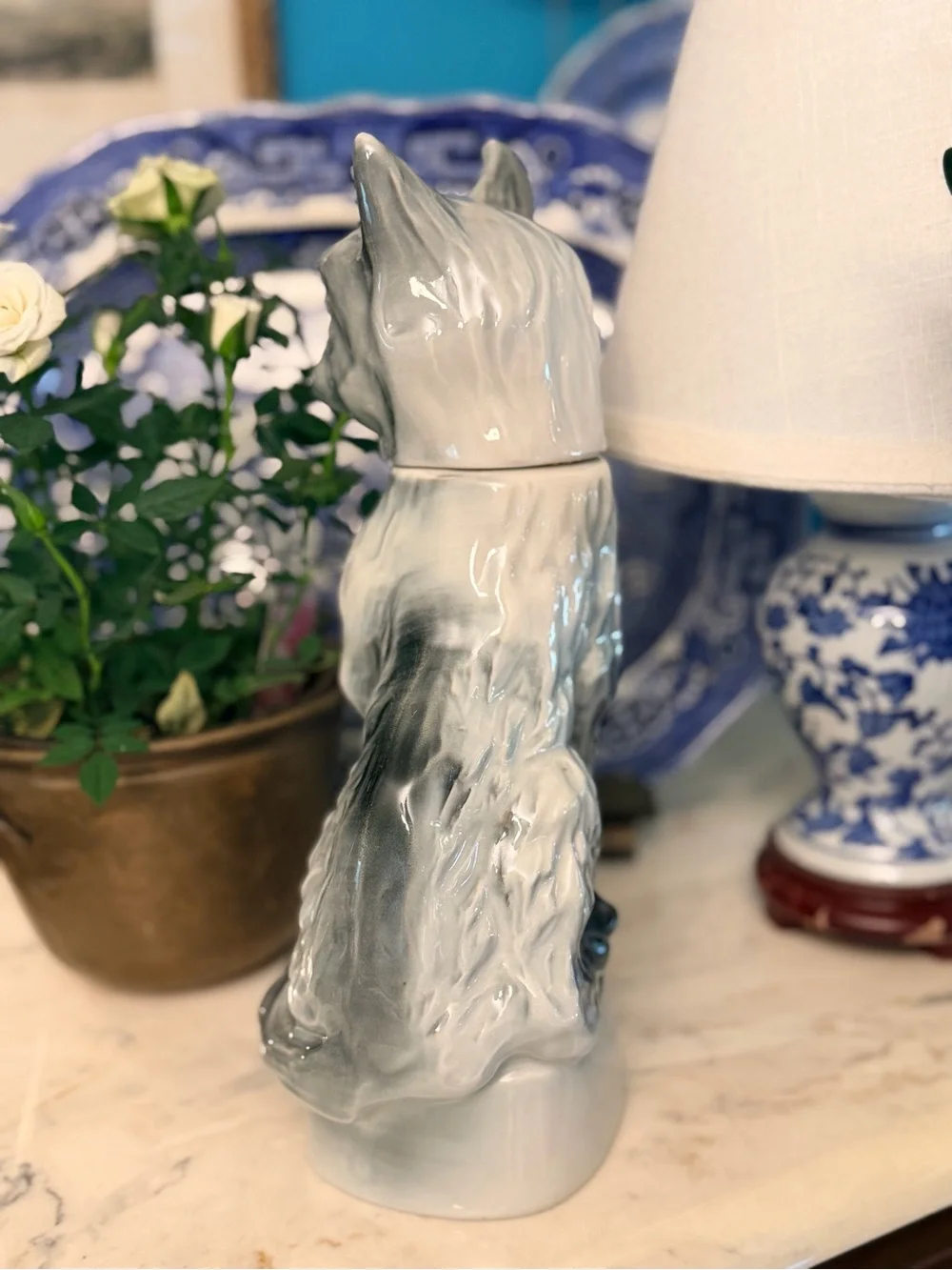 Vintage 1967 Jim Beam Regal China Gray Cat Whiskey Decanter – MCM Cat Figurine